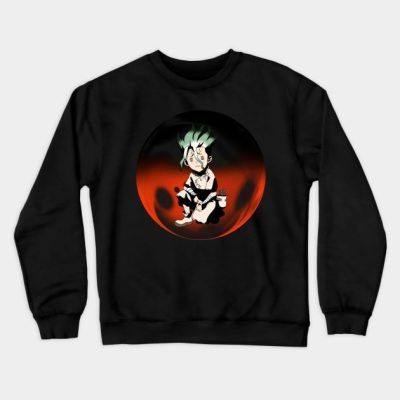 Senku Ishigami Dr Stone Closed Eyes Chibi Crewneck Sweatshirt Official Haikyuu Merch