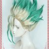 Anime Dr Stone Ishigami Senkuu Cosplay Wig Short Green Mixed Synthetic Hair Halloween Party Carnival Props 1 - Dr. Stone Merch