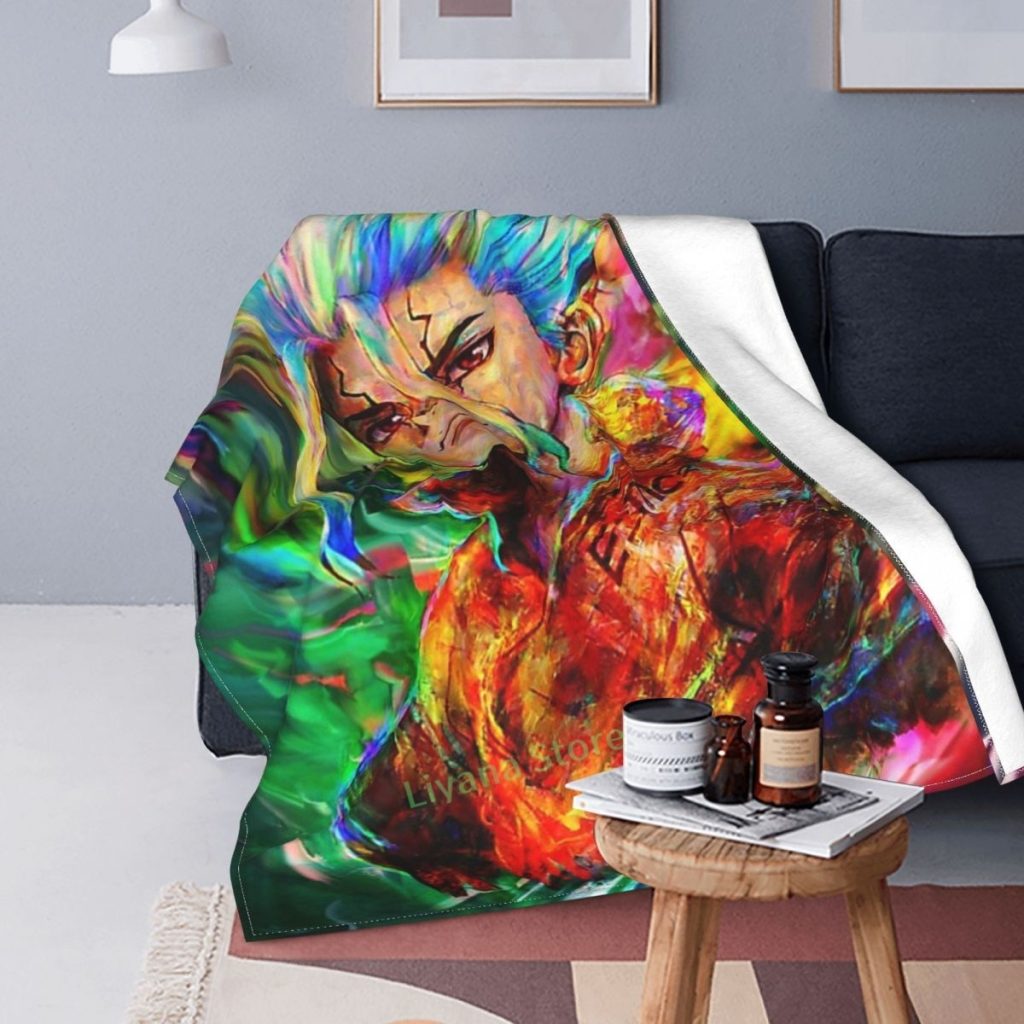 Senku Ishigami Dr Stone Throw Blanket 3D printed sofa bedroom decorative blanket children adult Christmas gift - Dr. Stone Merch