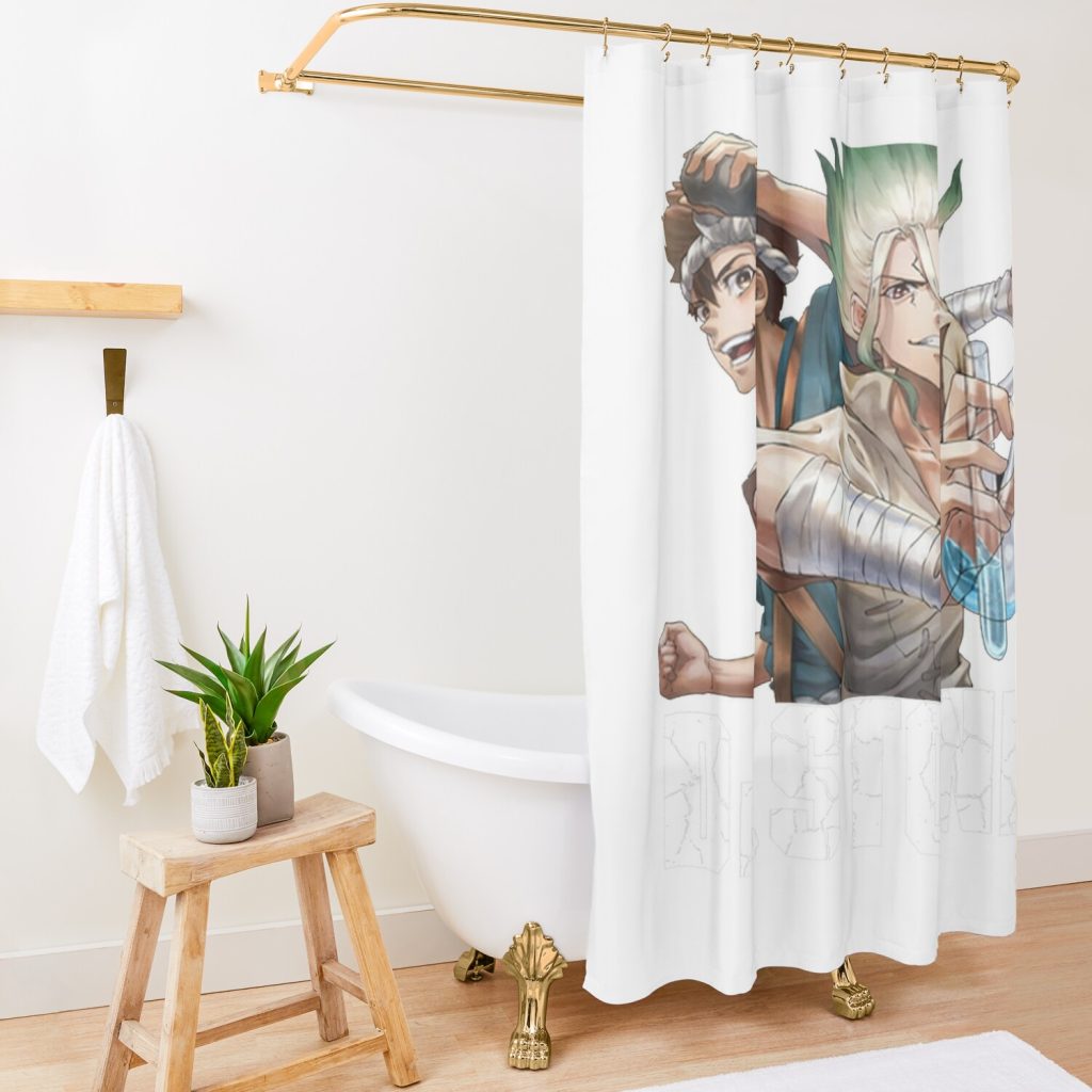 Fanart Dr Stone Merch Anime Shower Curtain Official Dr. Stone Merch