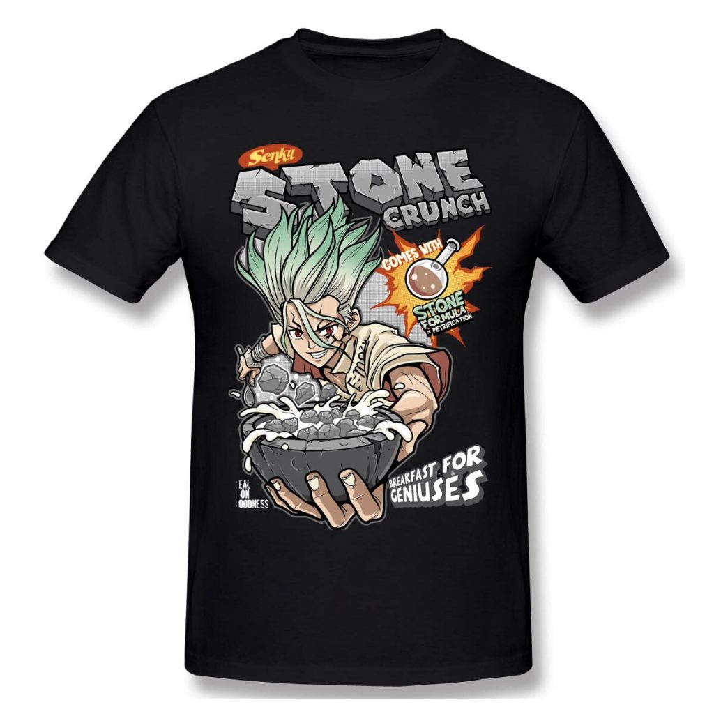 Stone Crunch Print Cotton T Shirt Camiseta Hombre Dr STONE Anime Stone World Men Cotton Tees 1 - Dr. Stone Merch