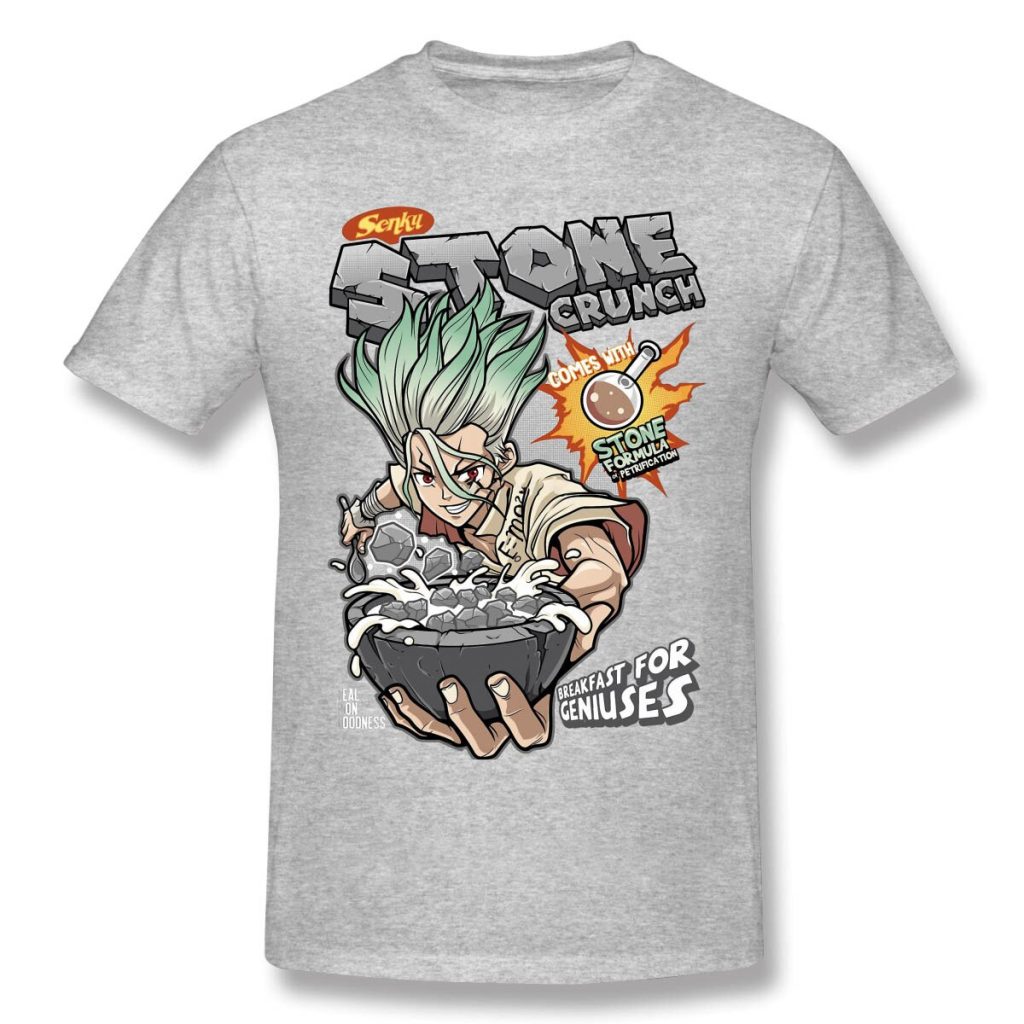 Stone Crunch Print Cotton T Shirt Camiseta Hombre Dr STONE Anime Stone World Men Cotton Tees 2 - Dr. Stone Merch