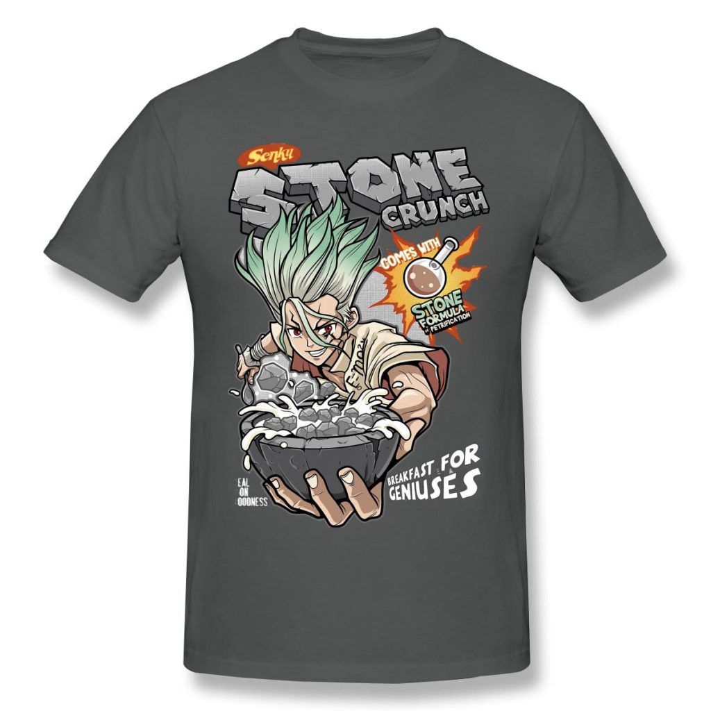 Stone Crunch Print Cotton T Shirt Camiseta Hombre Dr STONE Anime Stone World Men Cotton Tees 3 - Dr. Stone Merch