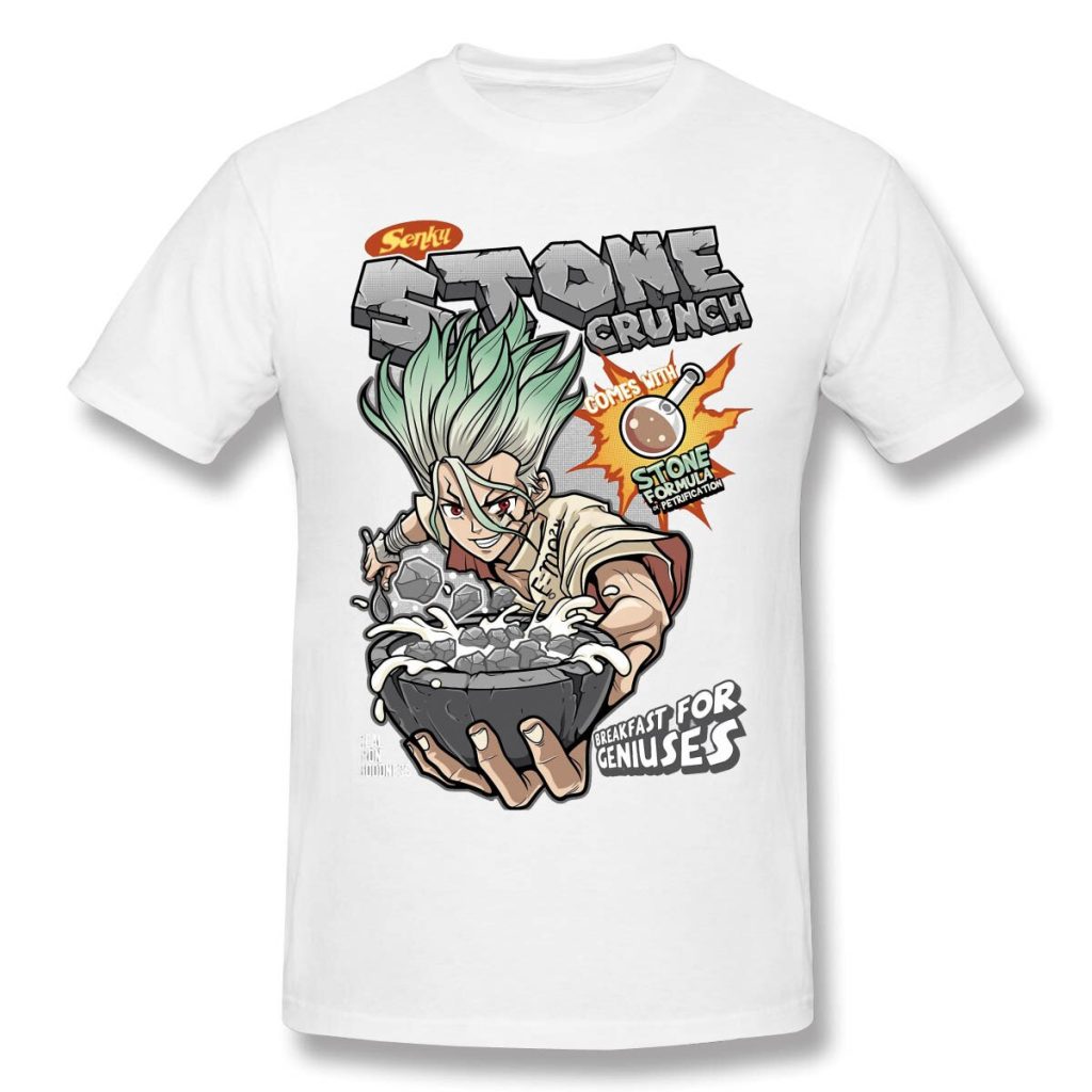 Stone Crunch Print Cotton T Shirt Camiseta Hombre Dr STONE Anime Stone World Men Cotton Tees 4 - Dr. Stone Merch