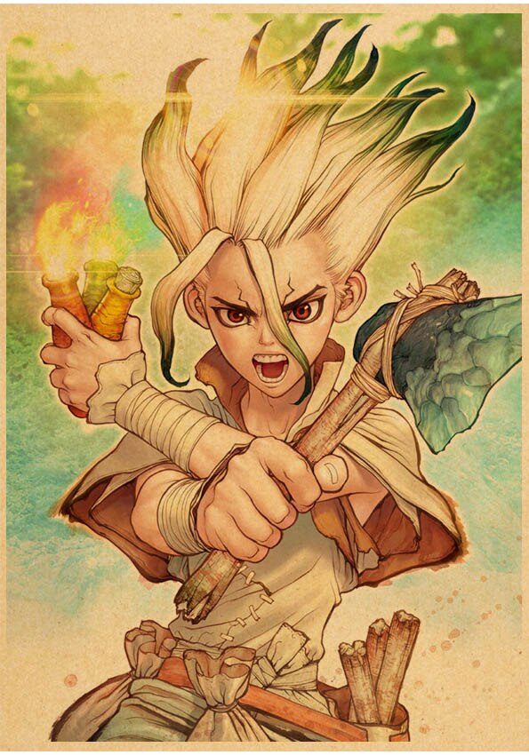 Japanese Anime Paintings Dr STONE Poster Classic Wall Artwork Prints Kraft Paper Vintage Pictures Home Decor 2 - Dr. Stone Merch
