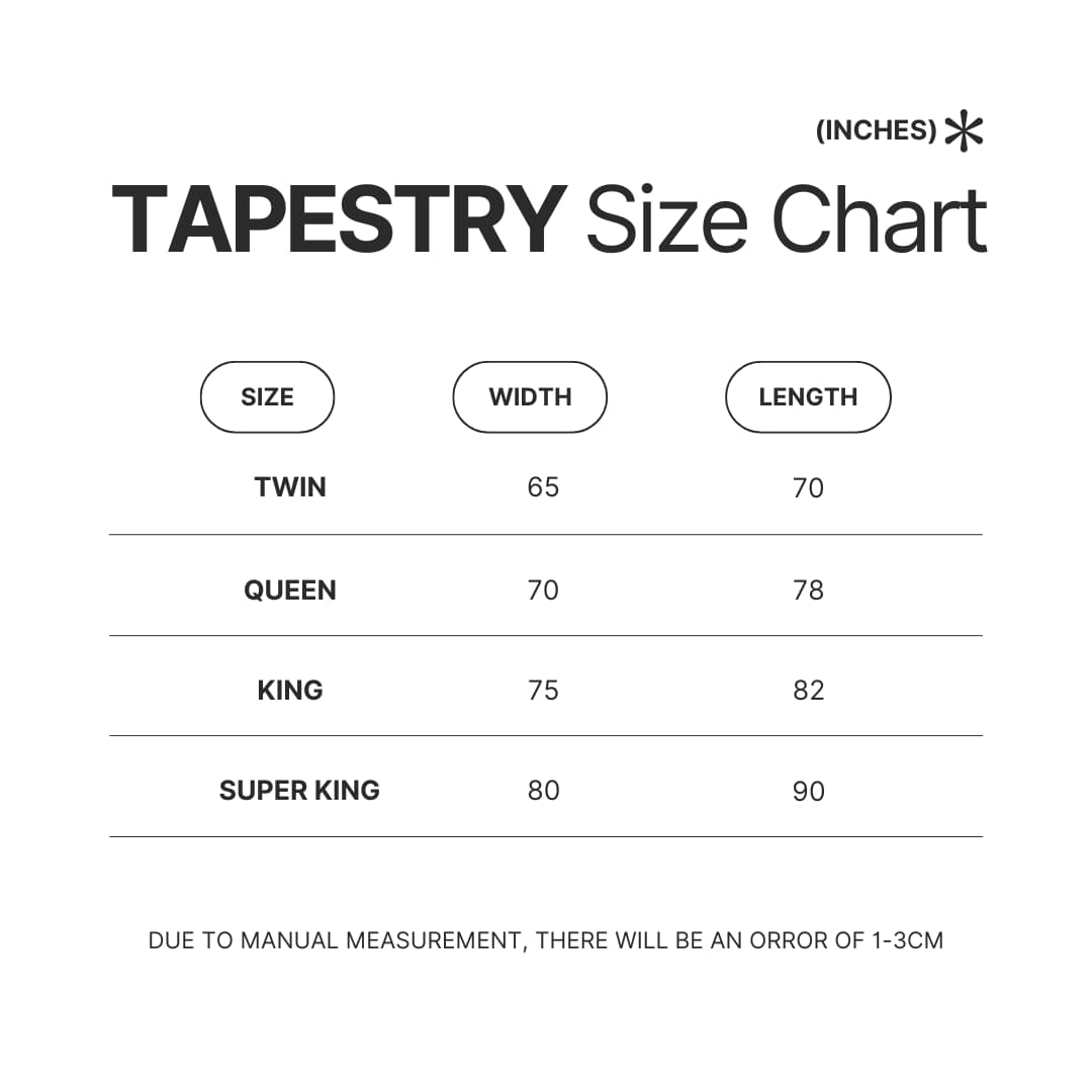 Tapestry Size Chart - Dr. Stone Merch