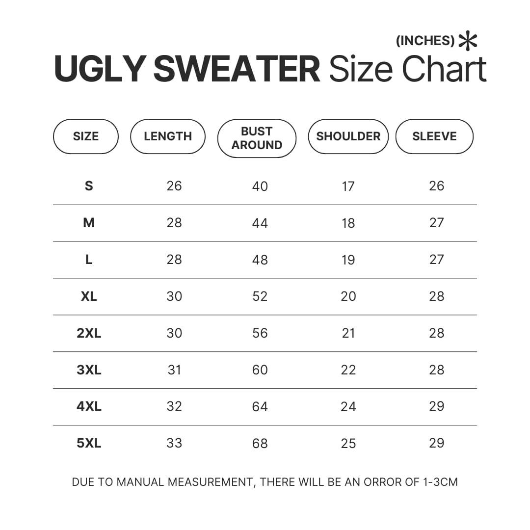 Ugly Sweater Size Chart - Dr. Stone Merch